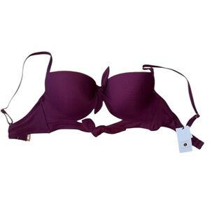 NWT Shade & Shore Purple Women's Tie Knot Bikini Top